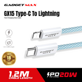 GADGET MAX GX15 FAST CHARGING TYPE-C TO LIGHTING CHARGING DATA CABLE PD(20W) (1.2M) - BLUE